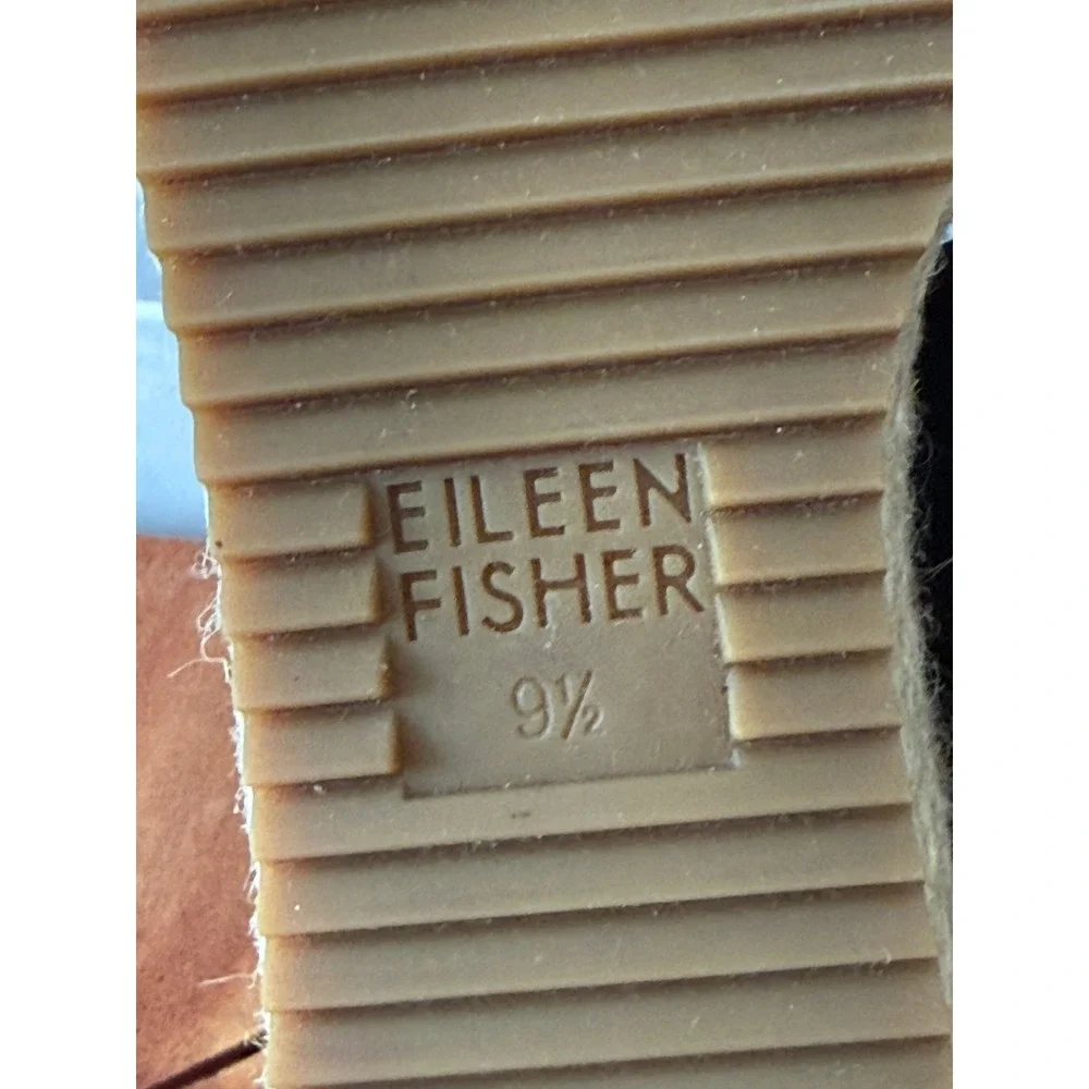 Eileen Fisher Largo Espadrille Black Wedge Sandals Multi Strap Platform Size 9.5